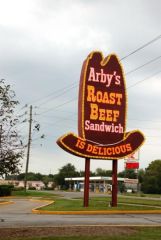 Old US 36: Classic Arby's sign still operating.