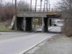 Old US 421: Old railroad overpass above Southeastern Avenue.