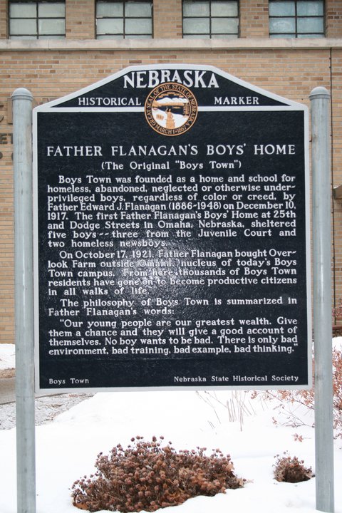 Plaque outside of Boys Town
