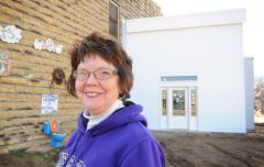 Rosslyn Schultz, curator of the Grassroots Museum, Lucas, KS