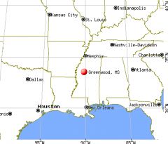 Map of Greenwood, MS