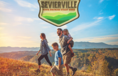 A family of four takes a day hike in Sevierville.