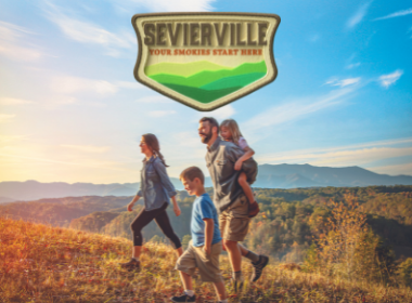 A family of four takes a day hike in Sevierville.