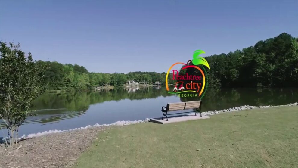 A pond surrounded by many trees in Georgia.